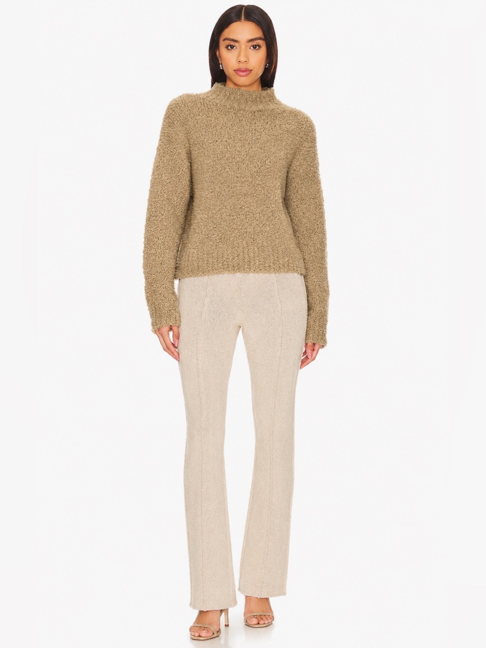ENZA COSTA Cropped Mock Neck Sweater beige